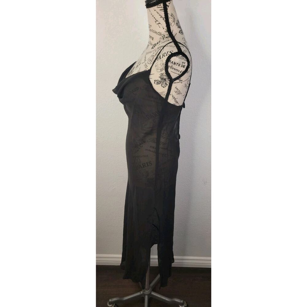 Victorias Secret Midi Slip Dress M 100% SILK Sheer Scoop Neck Strappy Open Back - Picture 7 of 13
